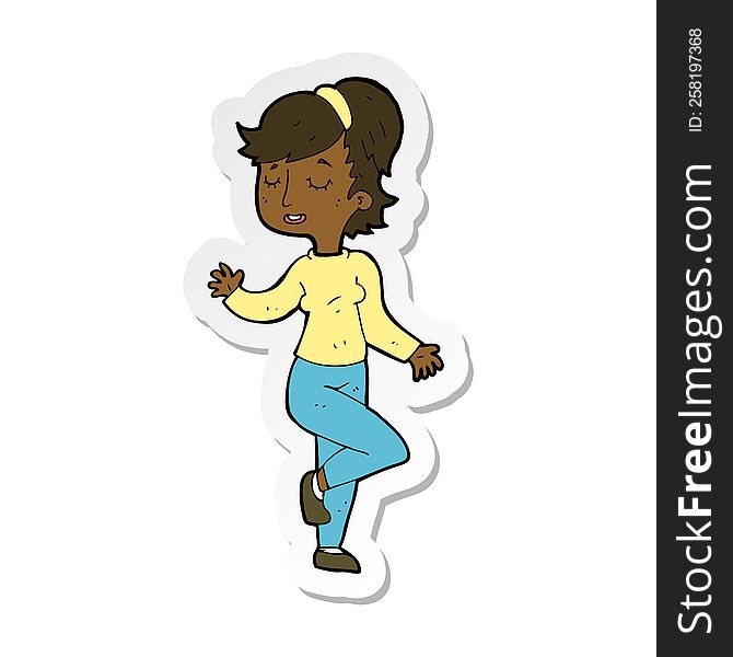 Sticker Of A Cartoon Dancing Woman