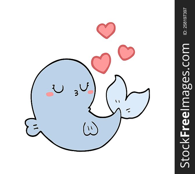 cute cartoon whale in love