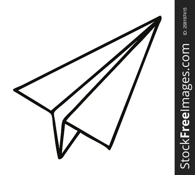 line drawing cartoon paper aeroplane