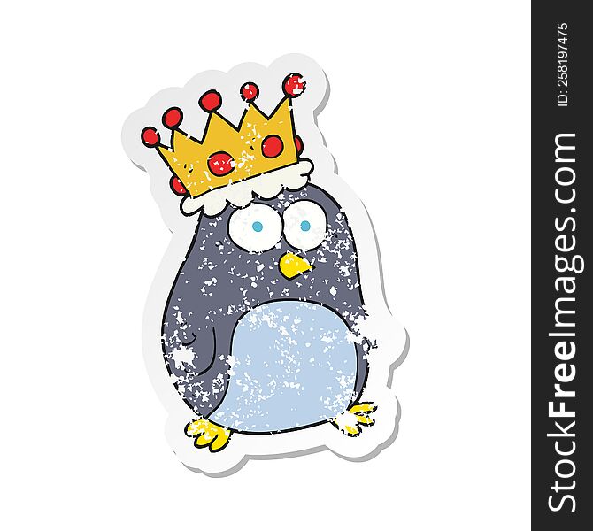 retro distressed sticker of a cartoon emperor penguin