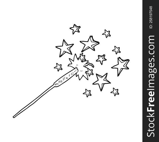 freehand drawn black and white cartoon sparkler