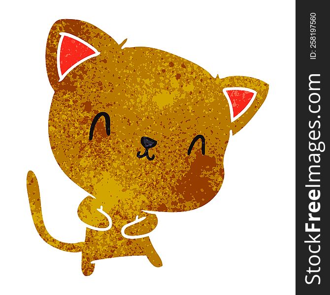 retro cartoon illustration of cute kawaii cat. retro cartoon illustration of cute kawaii cat