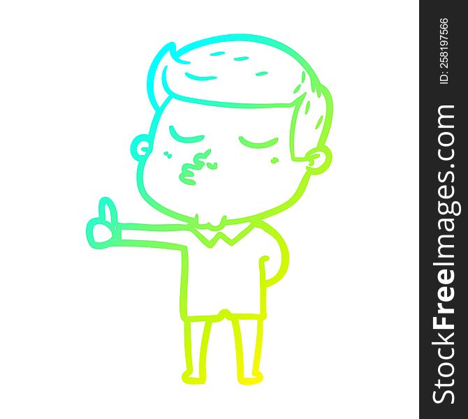 Cold Gradient Line Drawing Cartoon Model Guy Pouting