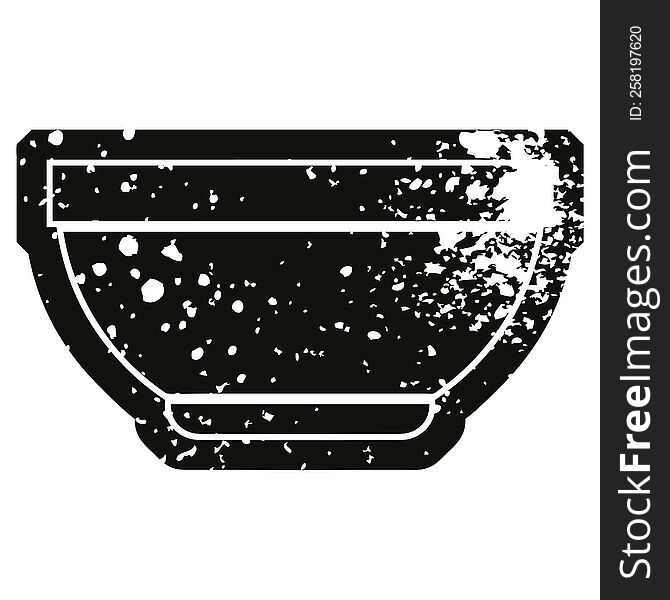 Distressed effect vector icon illustration of a bowl. Distressed effect vector icon illustration of a bowl