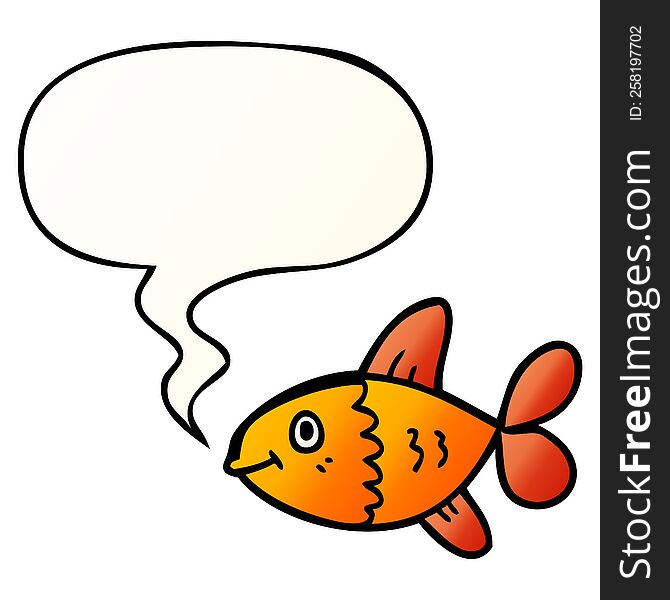cartoon fish with speech bubble in smooth gradient style