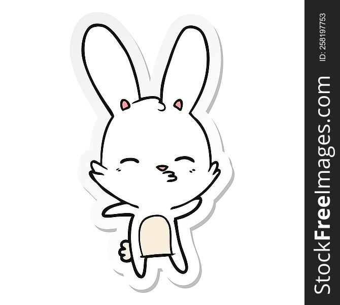 sticker of a curious bunny cartoon