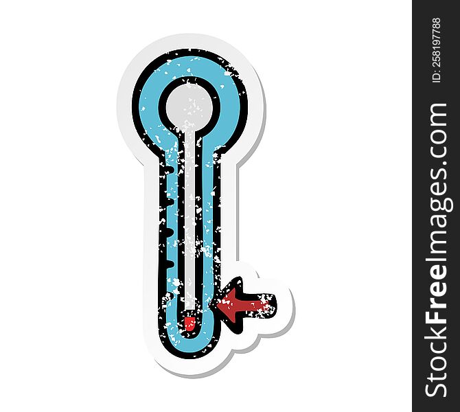 Distressed Sticker Of A Cute Cartoon Glass Thermometer