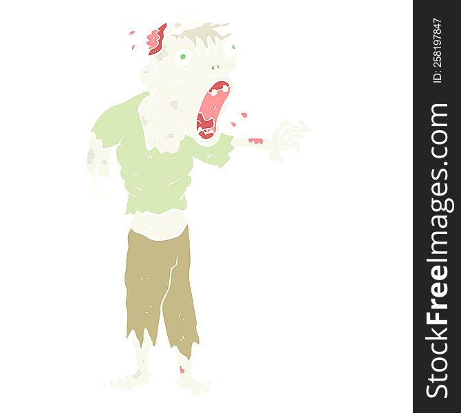 Flat Color Illustration Of A Cartoon Zombie