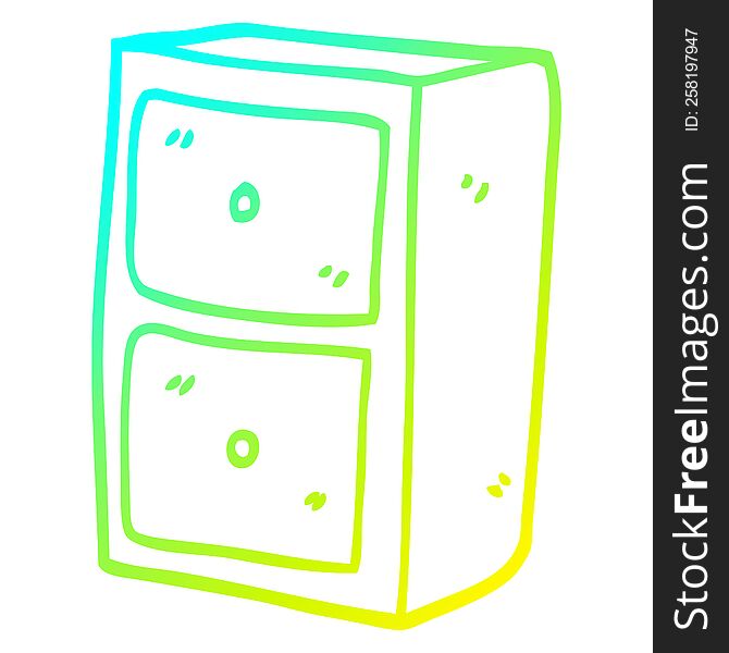 cold gradient line drawing of a cartoon filing cabinet