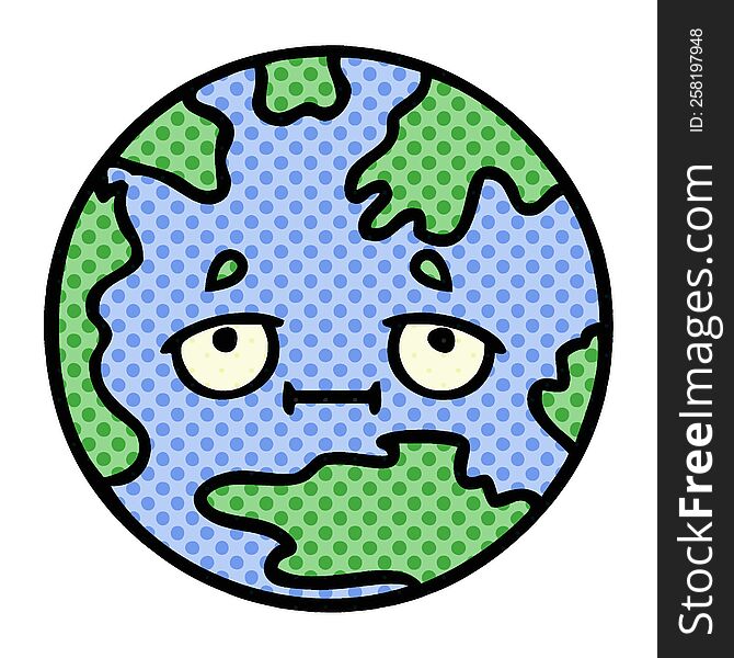 comic book style cartoon of a planet earth