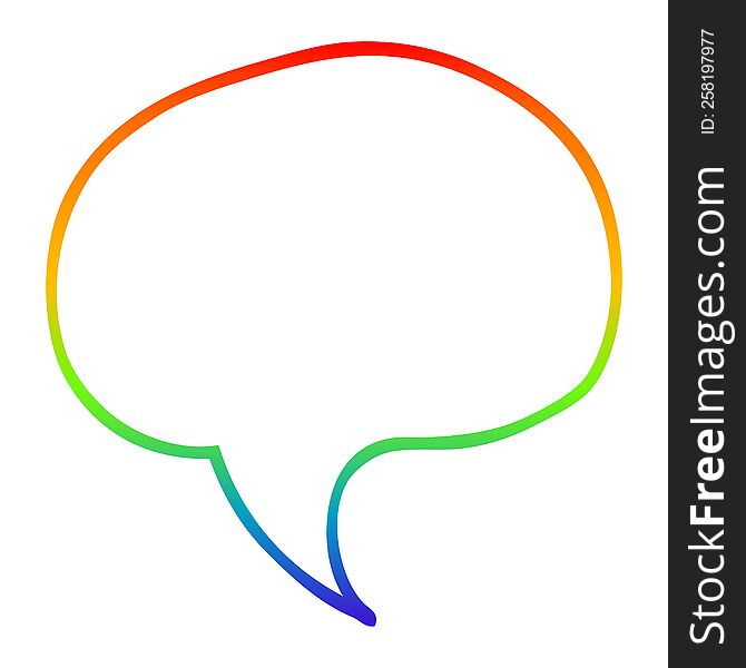 Rainbow Gradient Line Drawing Cartoon Speech Bubble