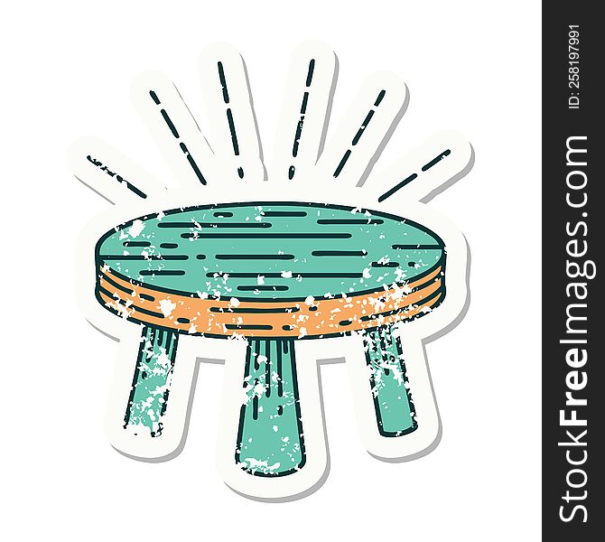 Grunge Sticker Of Tattoo Style Wooden Stool