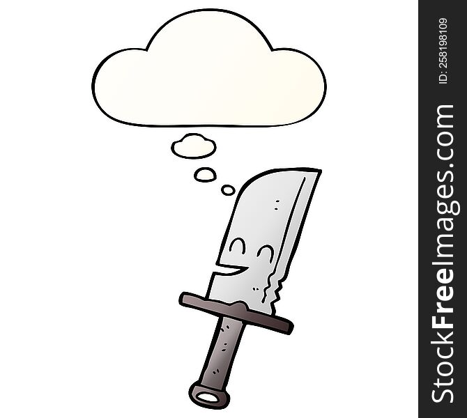 Cartoon Knife And Thought Bubble In Smooth Gradient Style