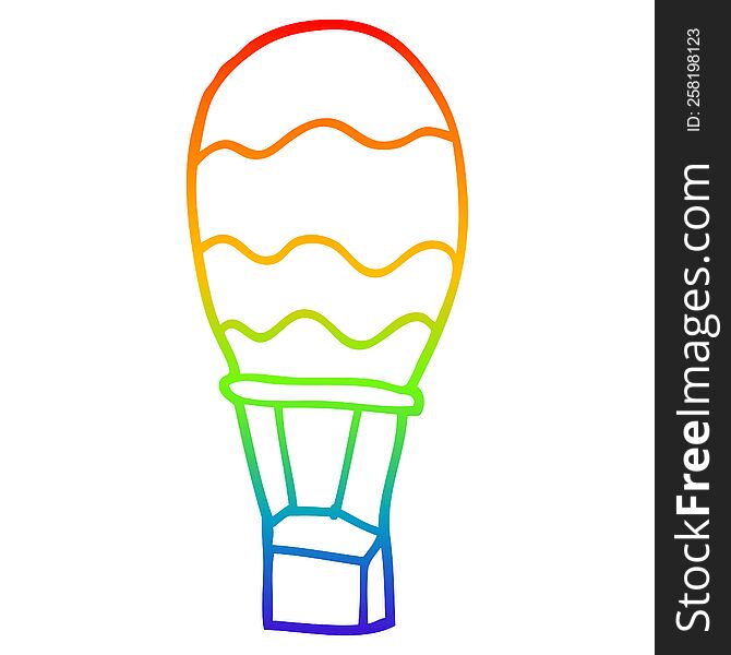 rainbow gradient line drawing of a cartoon hot air balloon