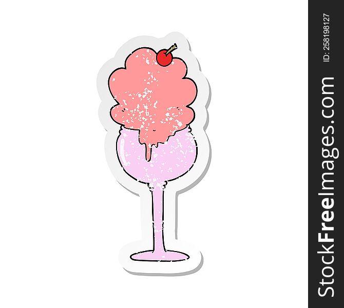 distressed sticker of a cartoon ice cream desert