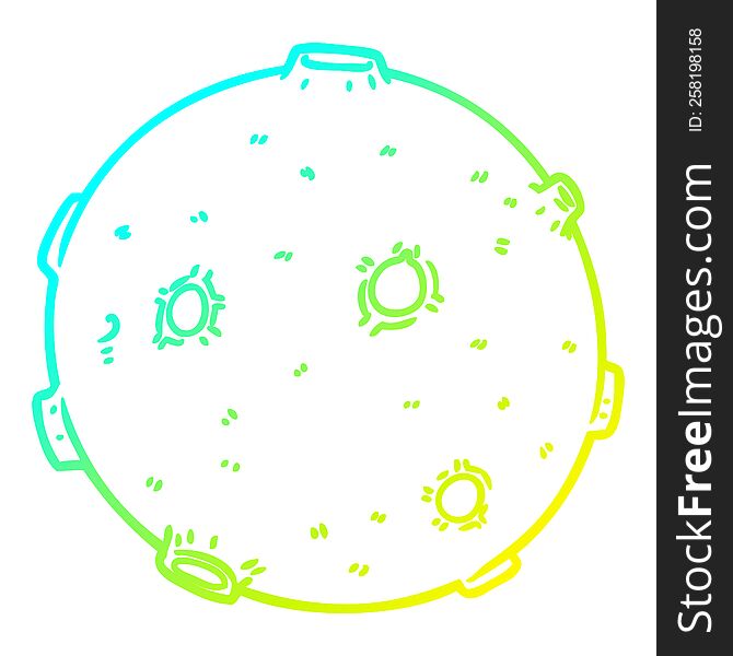 Cold Gradient Line Drawing Cartoon Moon