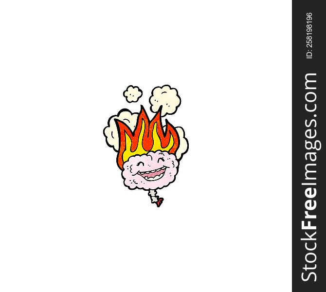 cartoon flaming brain
