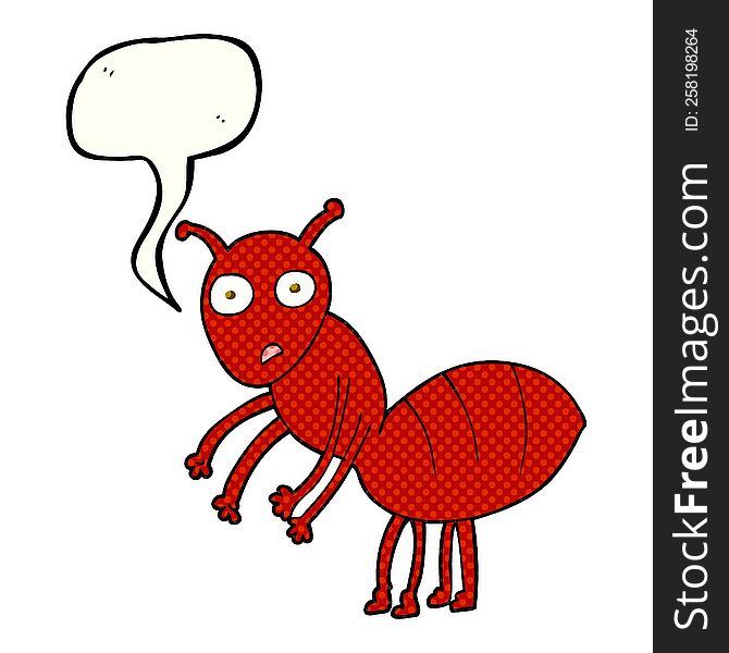 freehand drawn comic book speech bubble cartoon ant