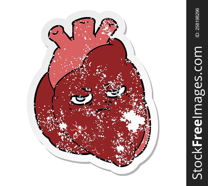 distressed sticker of a cartoon heart