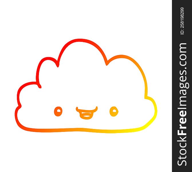 Warm Gradient Line Drawing Happy Cartoon Cloud