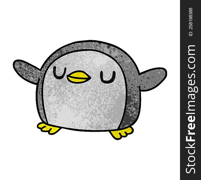 textured cartoon illustration kawaii of a cute penguin. textured cartoon illustration kawaii of a cute penguin