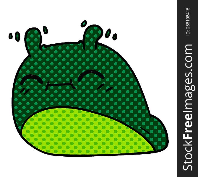 Cartoon Of A Happy Kawaii Slug