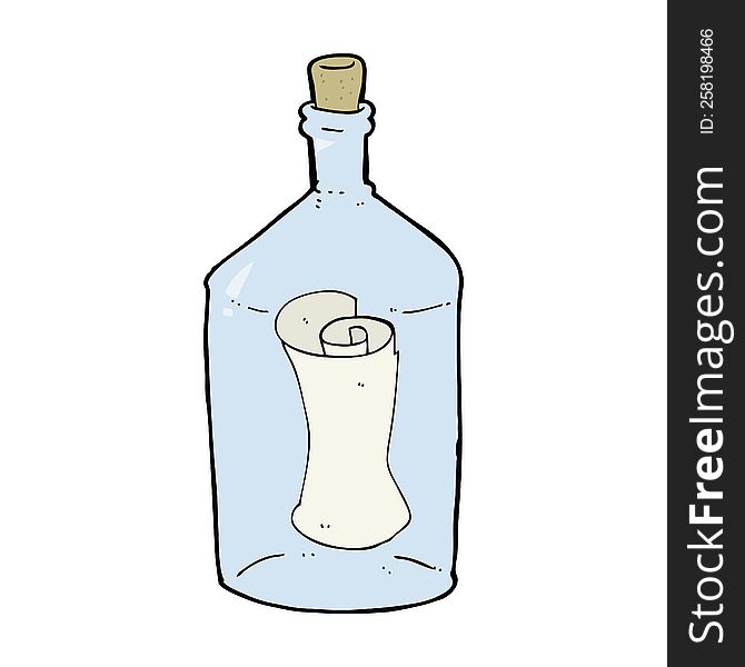 cartoon letter in bottle