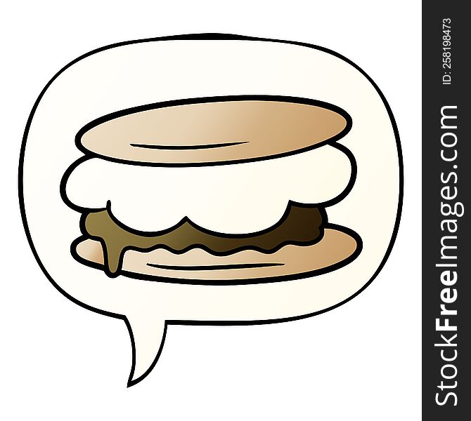 Smore Cartoon And Speech Bubble In Smooth Gradient Style