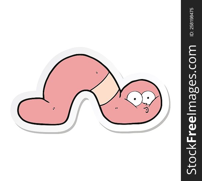 sticker of a cartoon worm