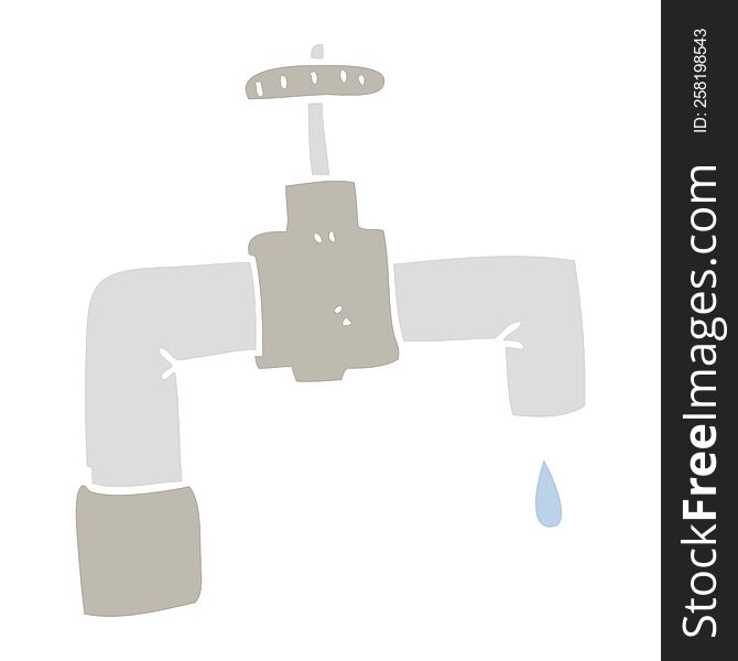 Flat Color Illustration Of A Cartoon Dripping Faucet