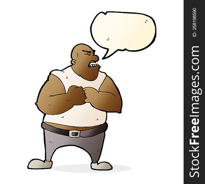 cartoon violent man with speech bubble