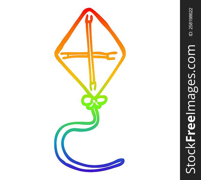 Rainbow Gradient Line Drawing Cartoon Kite