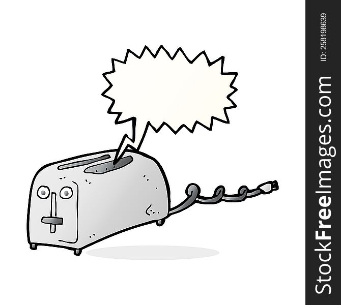 Cartoon Toaster With Speech Bubble