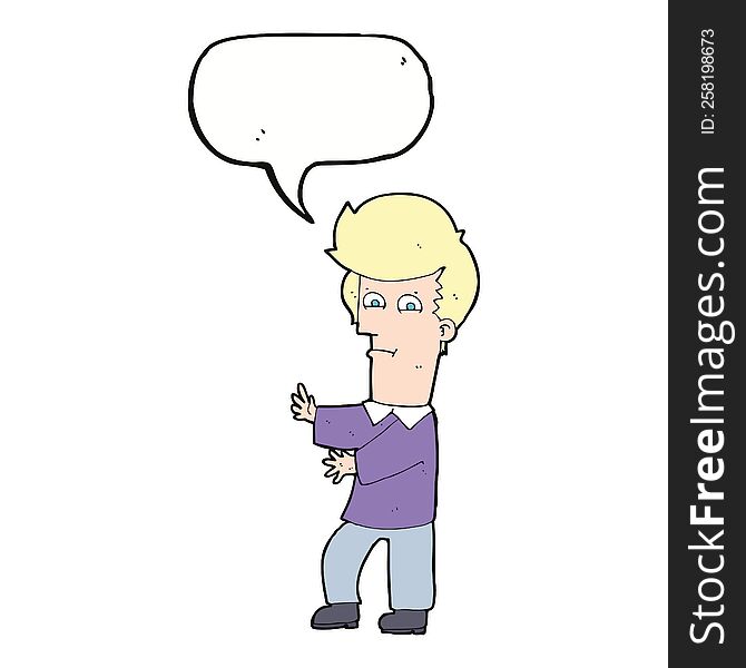 Cartoon Man Gesturing Wildly With Speech Bubble