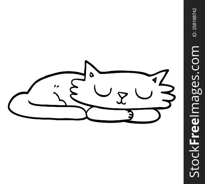 line drawing cartoon sleeping cat