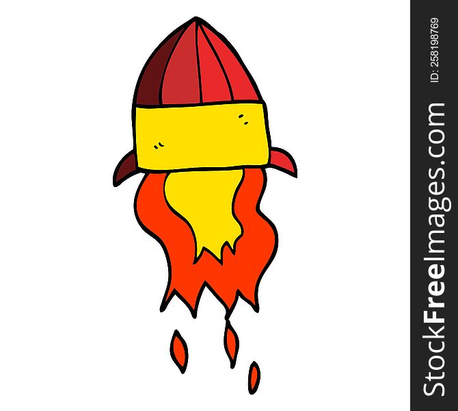 cartoon doodle rocket launch