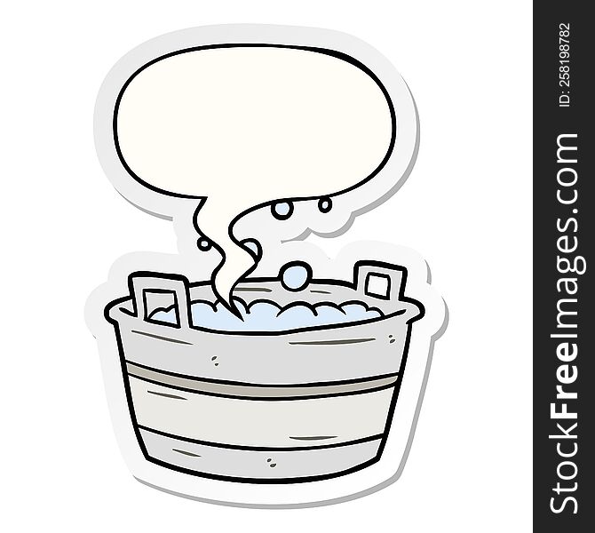 Cartoon Old Tin Bath Full Of Water And Speech Bubble Sticker