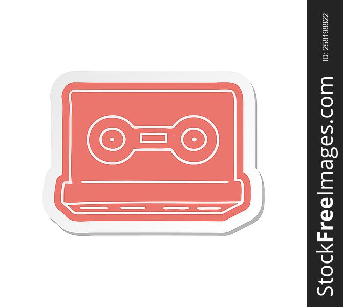 cartoon sticker of a retro cassette tape