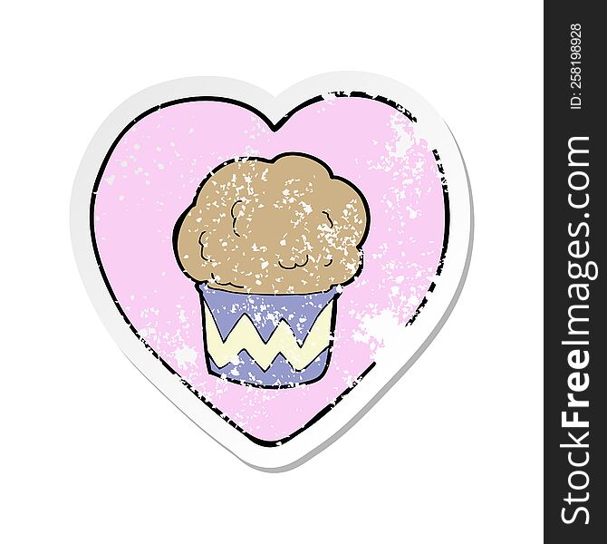 Retro Distressed Sticker Of A Love Baking Cartoon