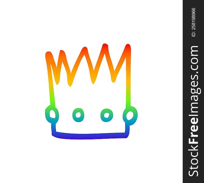 Rainbow Gradient Line Drawing Cartoon Crown
