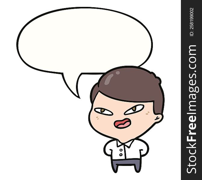 cartoon happy businessman with speech bubble. cartoon happy businessman with speech bubble