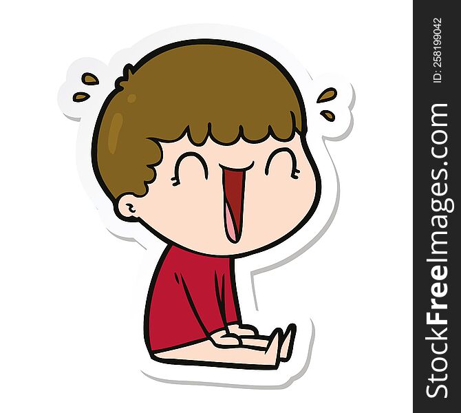 Sticker Of A Laughing Cartoon Man