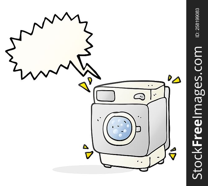 freehand drawn speech bubble cartoon rumbling washing machine