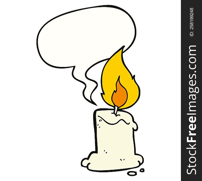 cartoon candle with speech bubble. cartoon candle with speech bubble