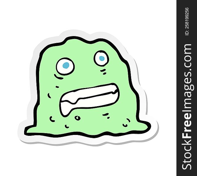 Sticker Of A Cartoon Slime Creature