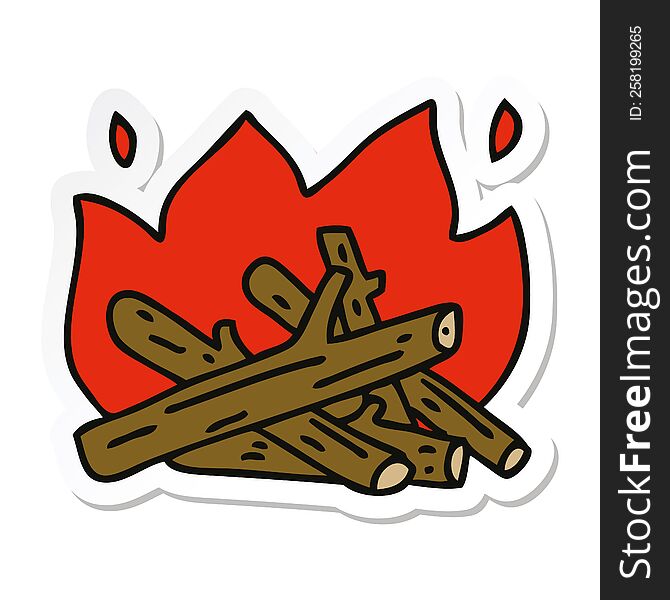 sticker of a quirky hand drawn cartoon campfire