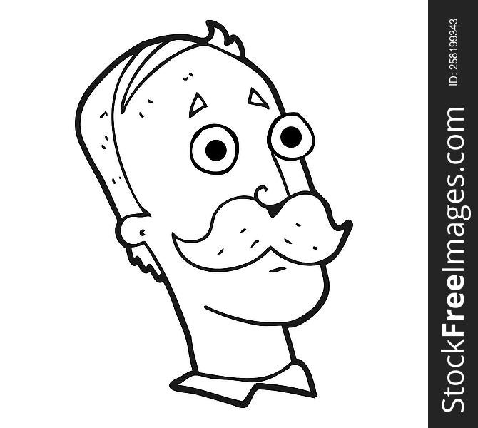 Black And White Cartoon Man With Mustache