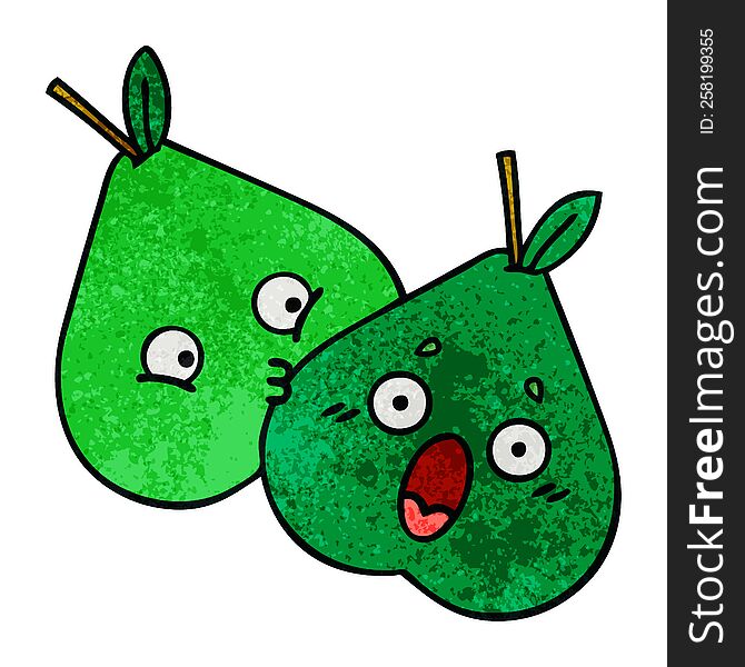 Retro Grunge Texture Cartoon Pears