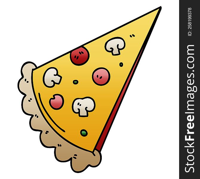 gradient shaded quirky cartoon slice of pizza. gradient shaded quirky cartoon slice of pizza