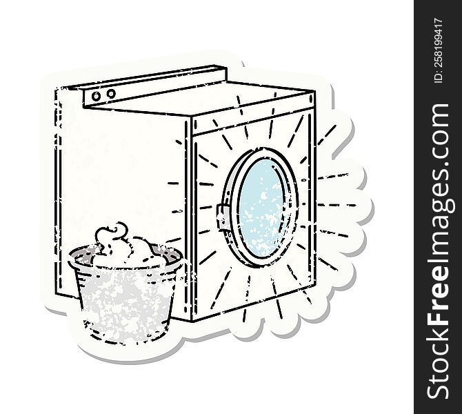 grunge sticker of tattoo style washing machine